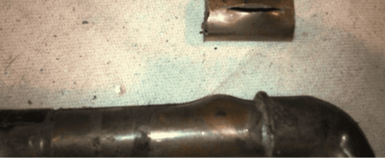 Frozen pipe with crack