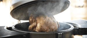 Turkey cooking on grill