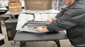 Insulated grill blanket on a Traeger grill