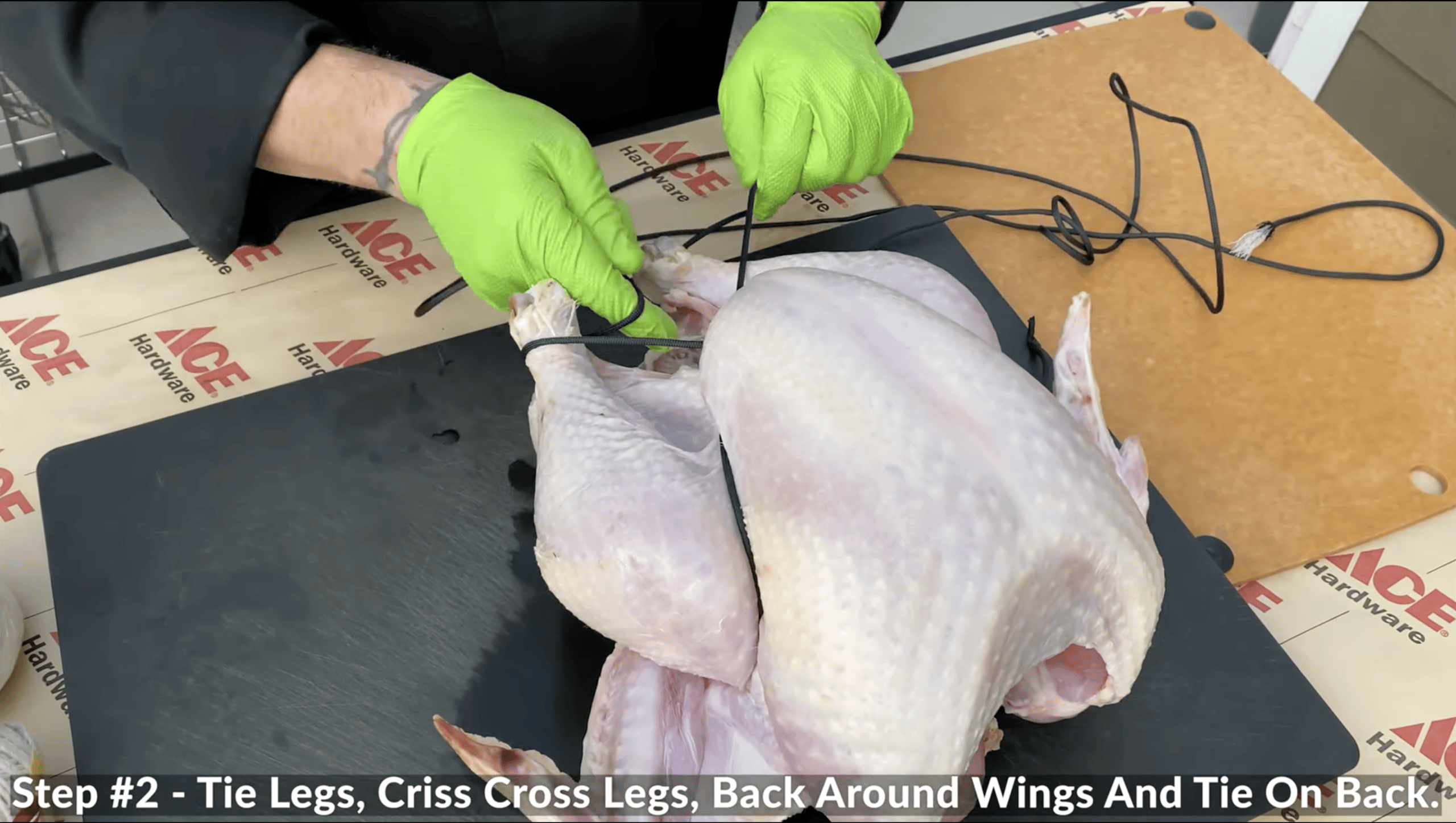 Turkey legs tied with twine