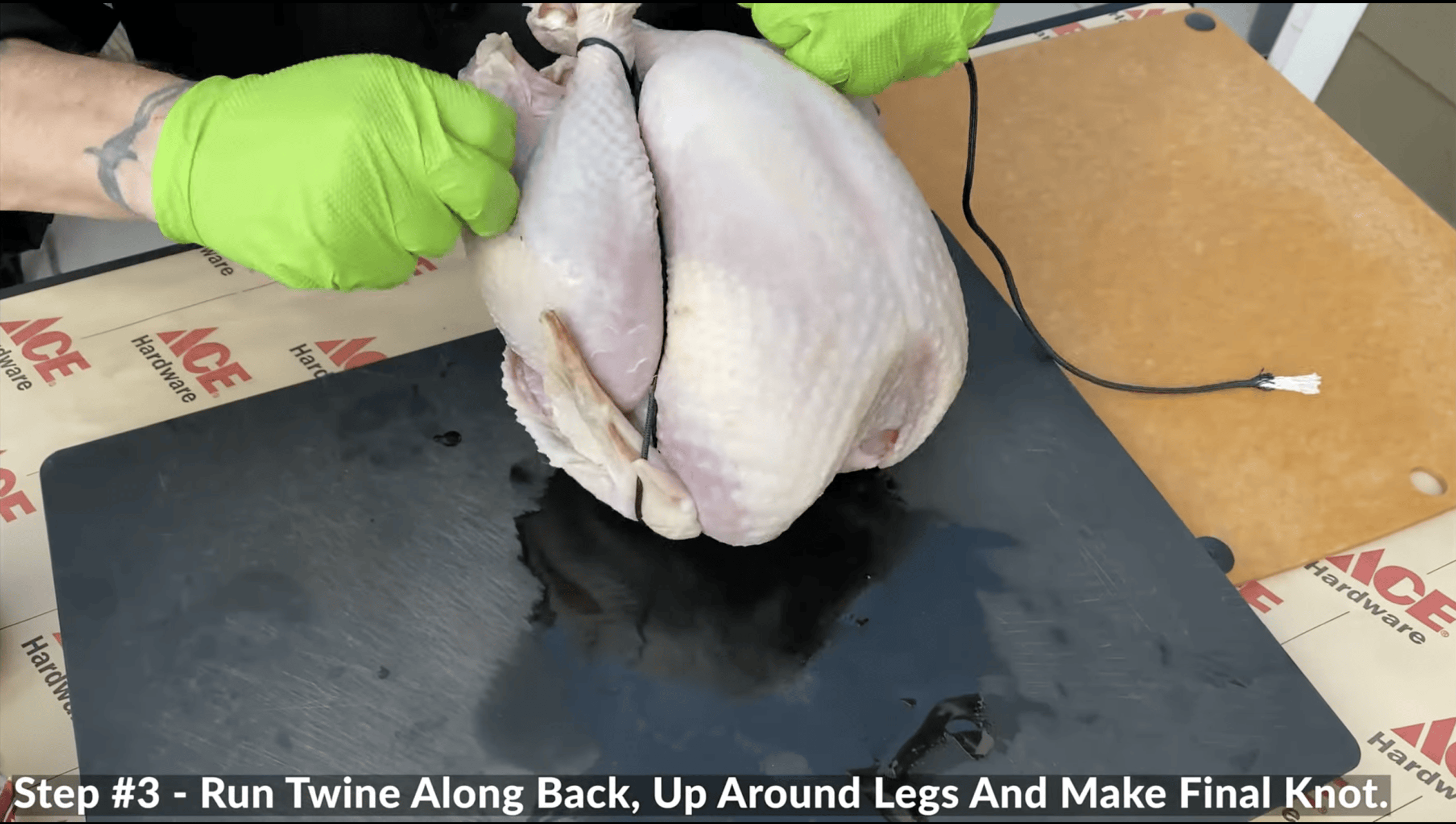 Twine around turkey legs