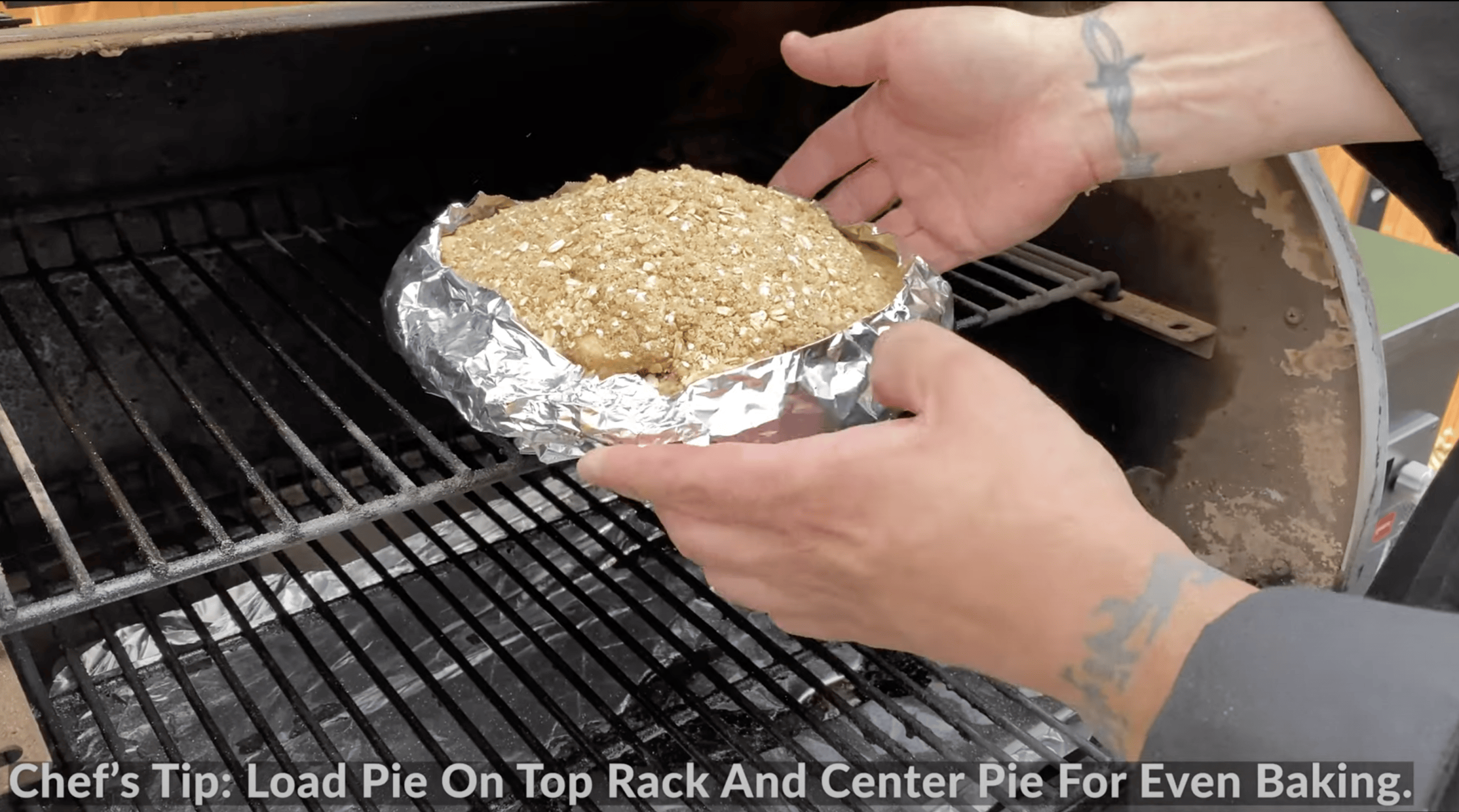Pie with foil around the crust