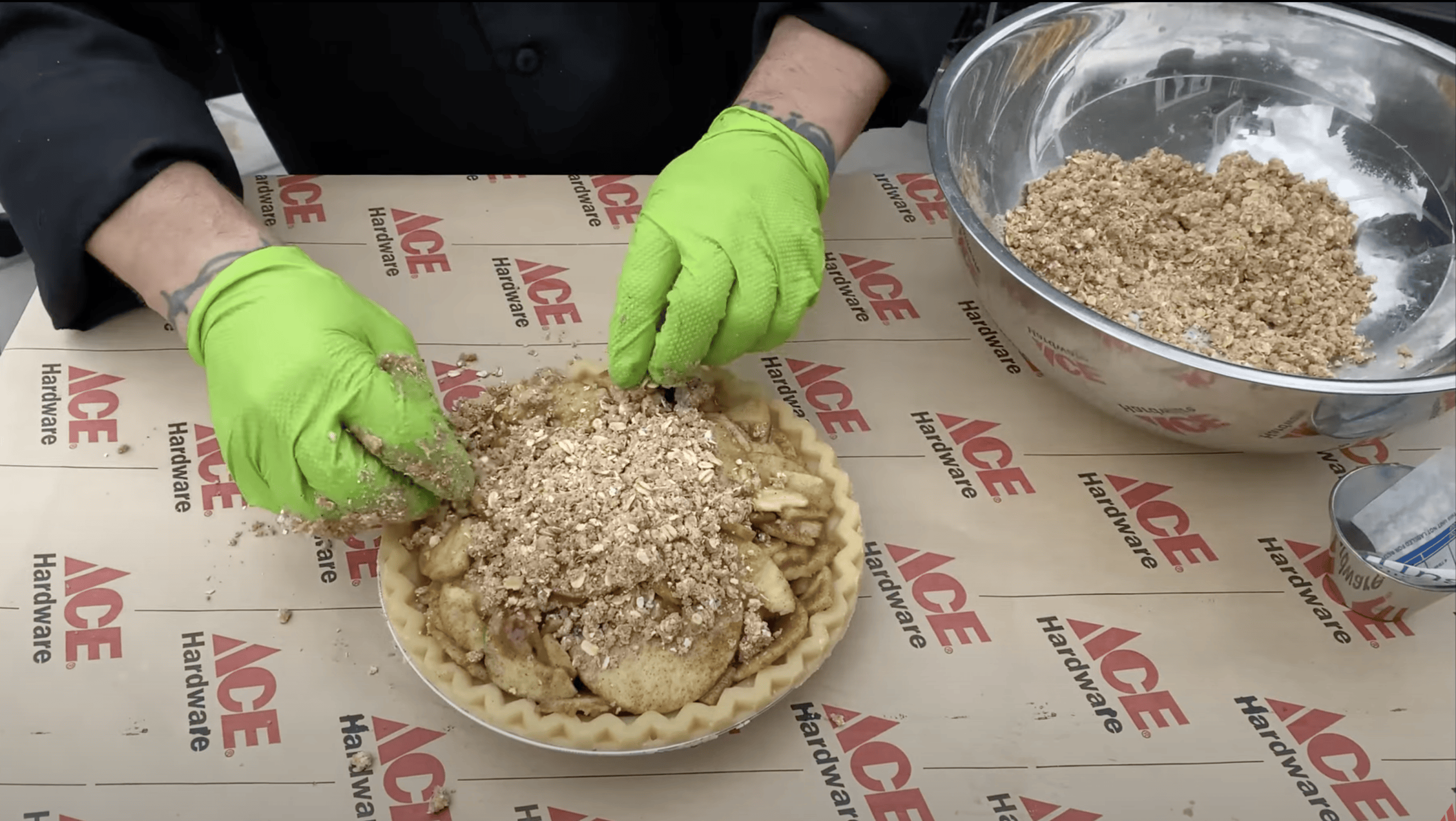 Crumble topping on pie