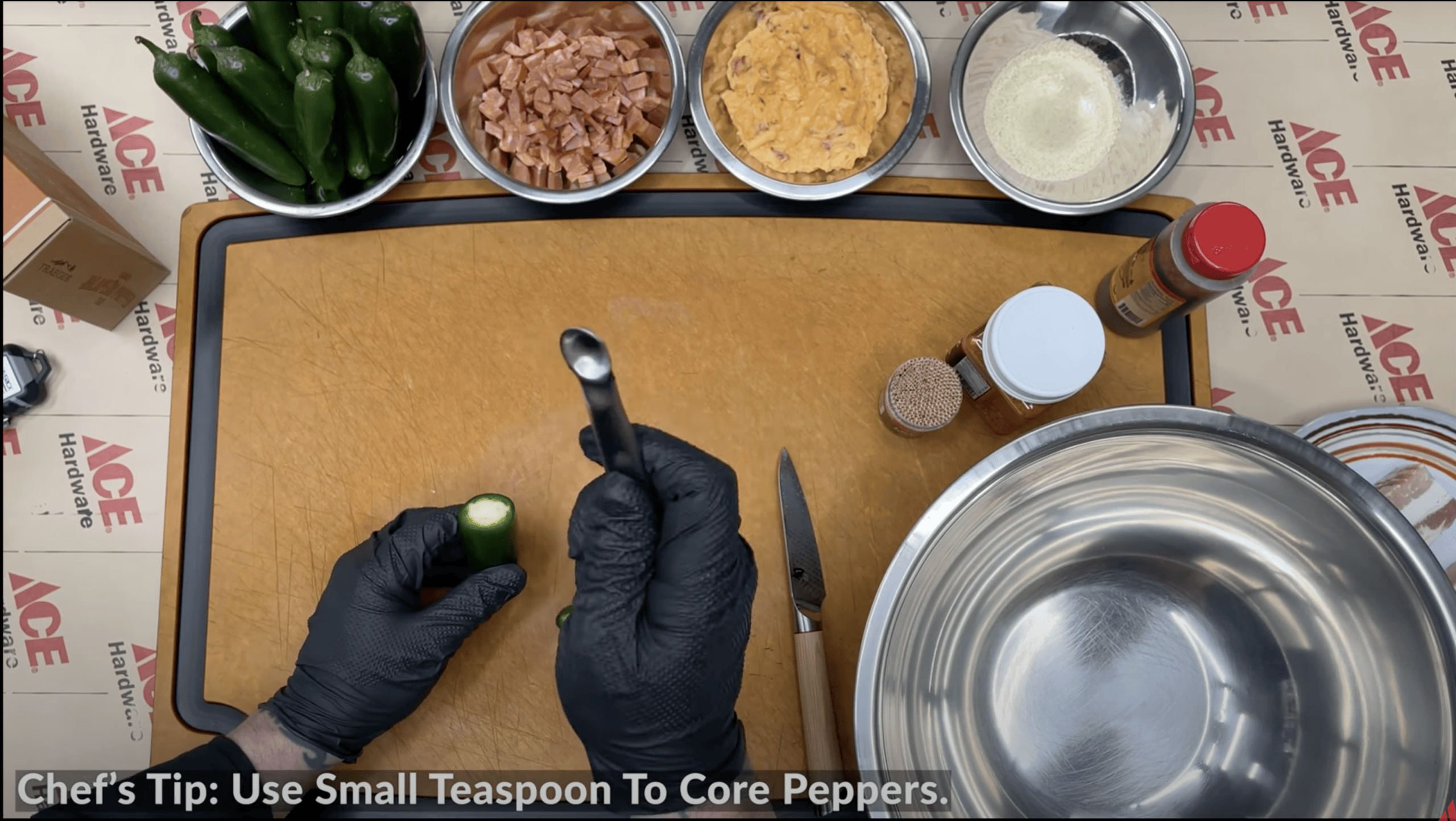 Prep Jalapeño peppers with a teaspoon