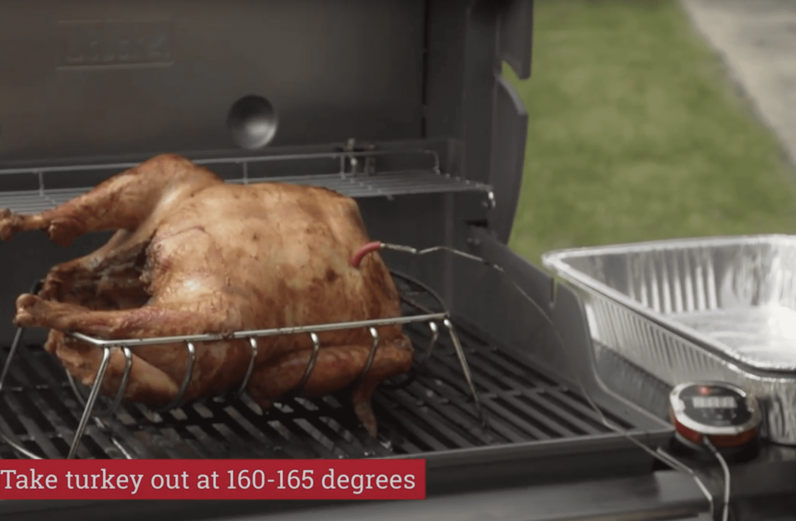 Turkey roasting on grill